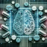 "Ferramenta de IA analisando interações perigosas entre medicamentos em um laptop, ilustrando a importância da tecnologia na segurança farmacológica."